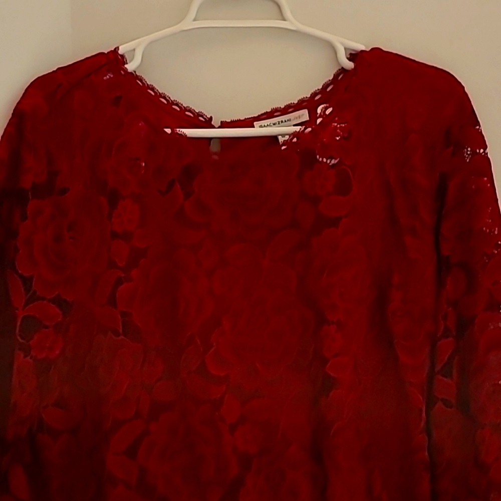 Women's Burgundy lace Valentines Holiday top